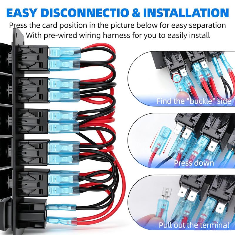 5 Gang Switch Panel With 4.8 Dual USB Port 12V Digital Voltmeter For Car Yacht RV Boat Switch Panel 12-24V
