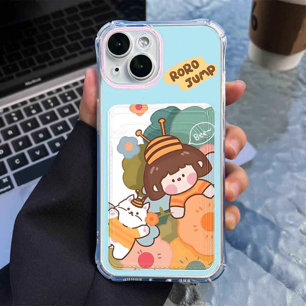 Card Phone Case for iPhone 11 13 XR 15 14 Pro Max iPhone 12 16 7 8 Plus XS Max Samsung S24 S23 A15 A55 A05 A54 Redmi 12 13C 13 9 Cartoon Protection