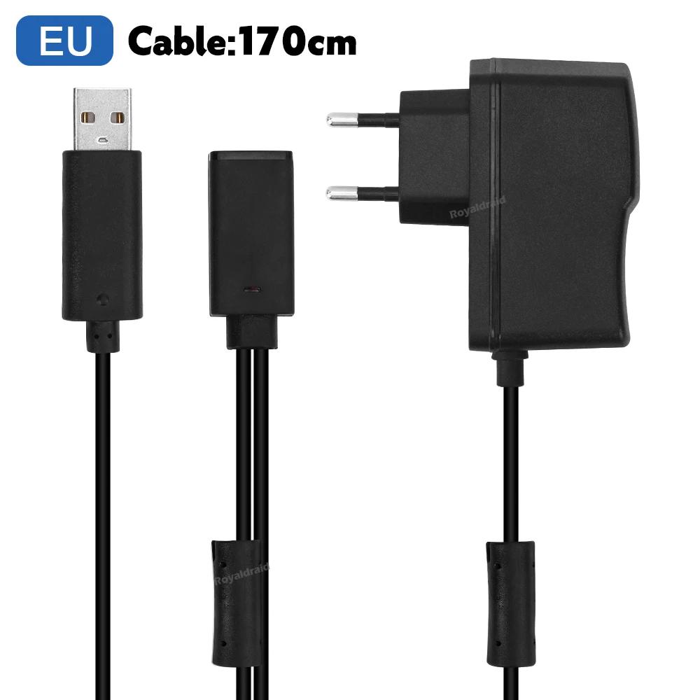 NEW EU US for Xbox 360 PLUG USB AC Adapter Power Supply with USB Charging Cable for Xbox 360 X-360 Slim Kinect Sensor Game Acces