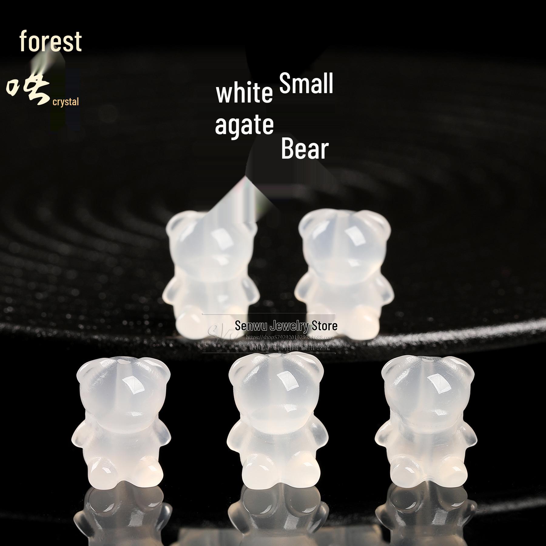 Senwu Jewelry Natural Ice Jade White Agate Bear Pendant Accessory 15mm x 11mm x 11mm