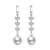 Exquis Boucle d'oreille Perle Femme Argent Sterling Cœur à Cœur Incrusté Zircon Boucles d'oreilles pour Femmes Longue Frange Statement