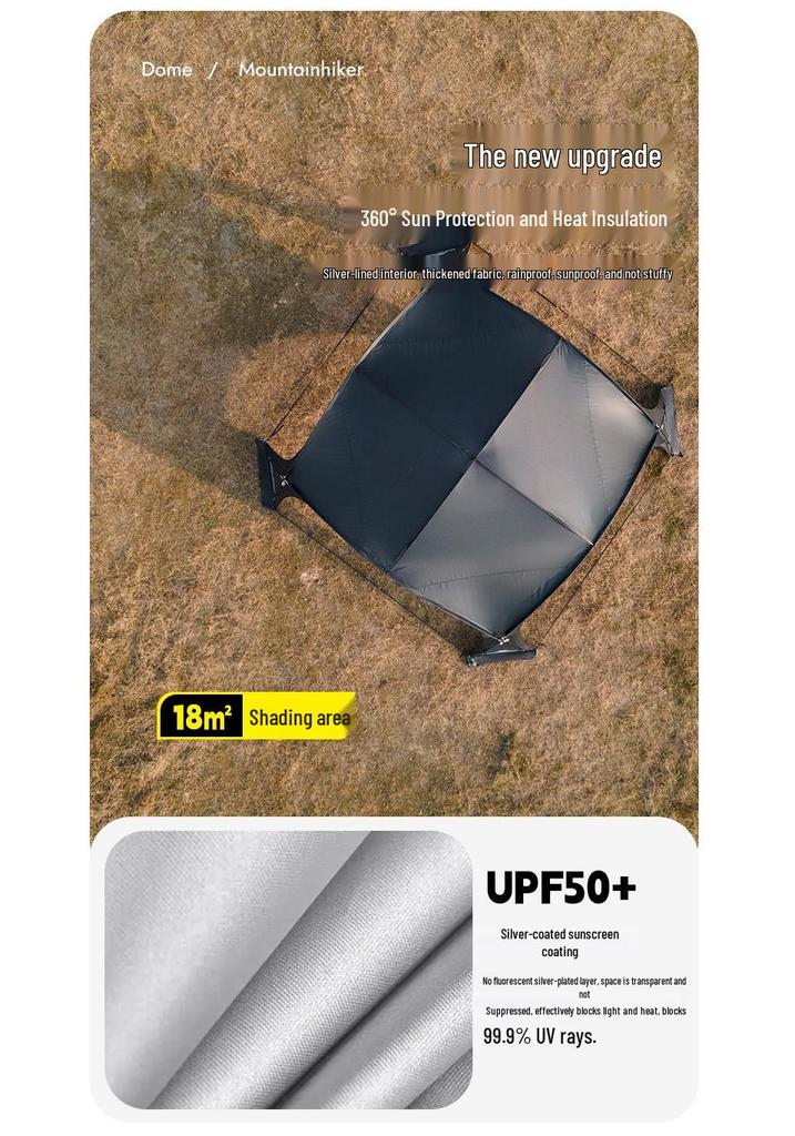 Mountain Guest Silver-Coated Dome Canopy: Upgraded Zipper Tent & Sun Shelter, Large Outdoor Camping Yurt with Sun Protection.
