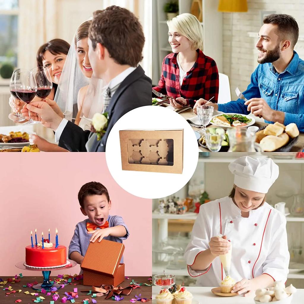 10 buc./set cutie portabilă pentru cupcake cu fereastră transparentă pentru prăjituri, biscuiți, cutii pentru pachete de prăjituri, ambalaje pentru patiserie, recipient pentru desert, cutie cadou