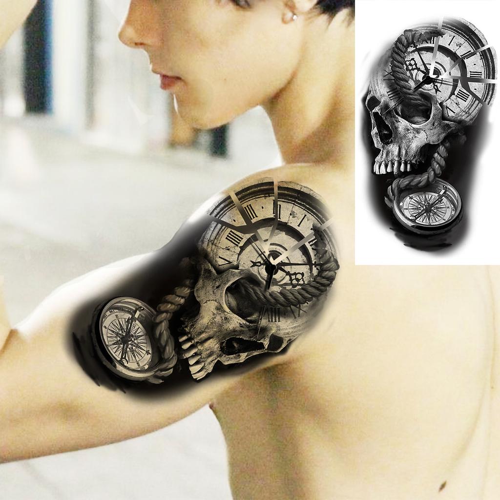 Scorpion Rose Flower Temporary Tattoos For Women Adults Realistic Vampire Wolf Scary Snake Crown Fake Tattoo Sticker Arm Tatoos