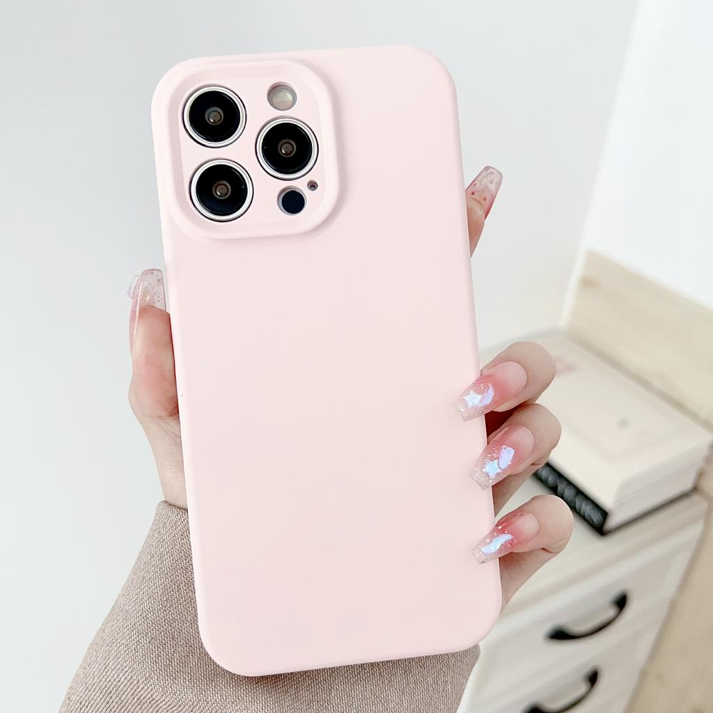Liquid Apple Silicone Thickened Case Suitable for Apple 15PROMAX mobile phone case iPhone11 solid color 13/14