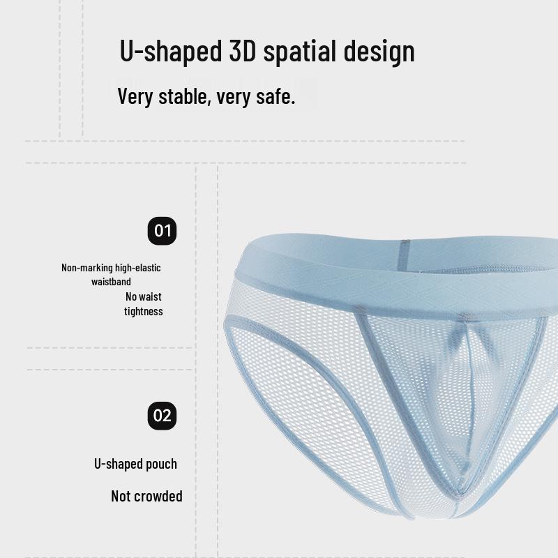 Men's Breathable Ice Silk Seamless Summer Underwear – Thin Triangle Design with Large Pouch