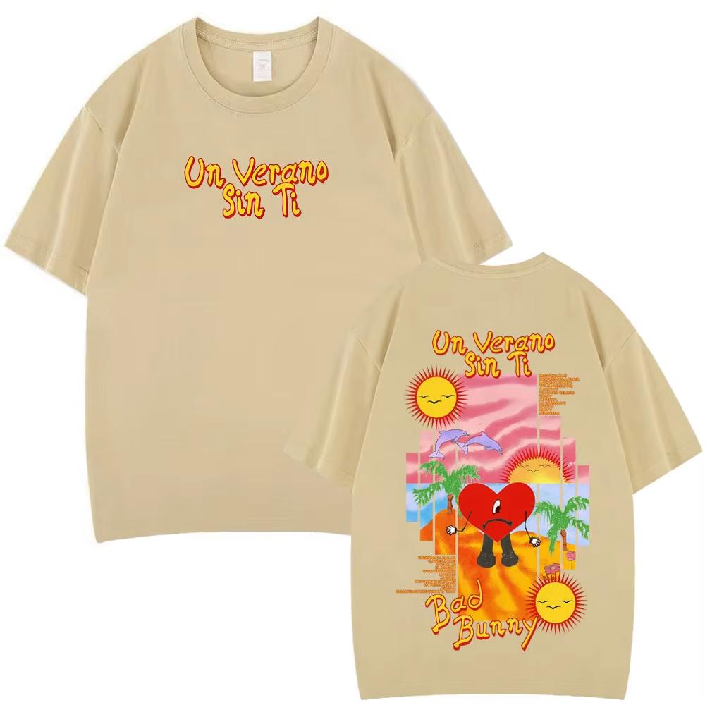 Bad Bunny Un Verano Sin Ti Fashion Printed Tees Men Women Oversized T-shirts Loose Casual Short-sleeved T-shirts