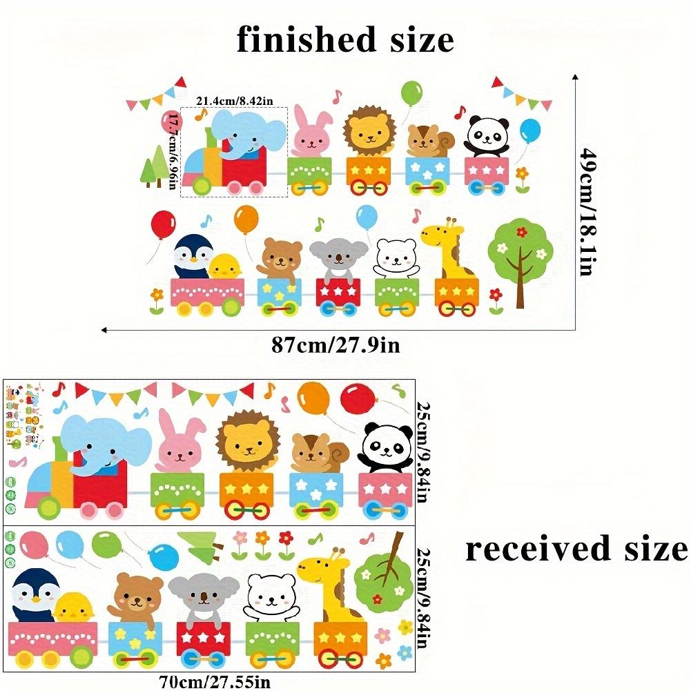 

Наклейки на стену с мультяшным животным и поездом для детской комнаты, самоклеящиеся многоразовые домашний декор для нескольких поверхностей разноцветный