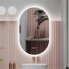 Oval Smart Vanity Bathroom Mirror High Quality Refection Three Color Brightness Dimmer With Anti-fog LED Hotel Bath Mirror