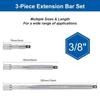 Professional Drive Extension Set 1/4" 3/8" 1/2" Ratchet Wrench Socket Extender  Hand Tool