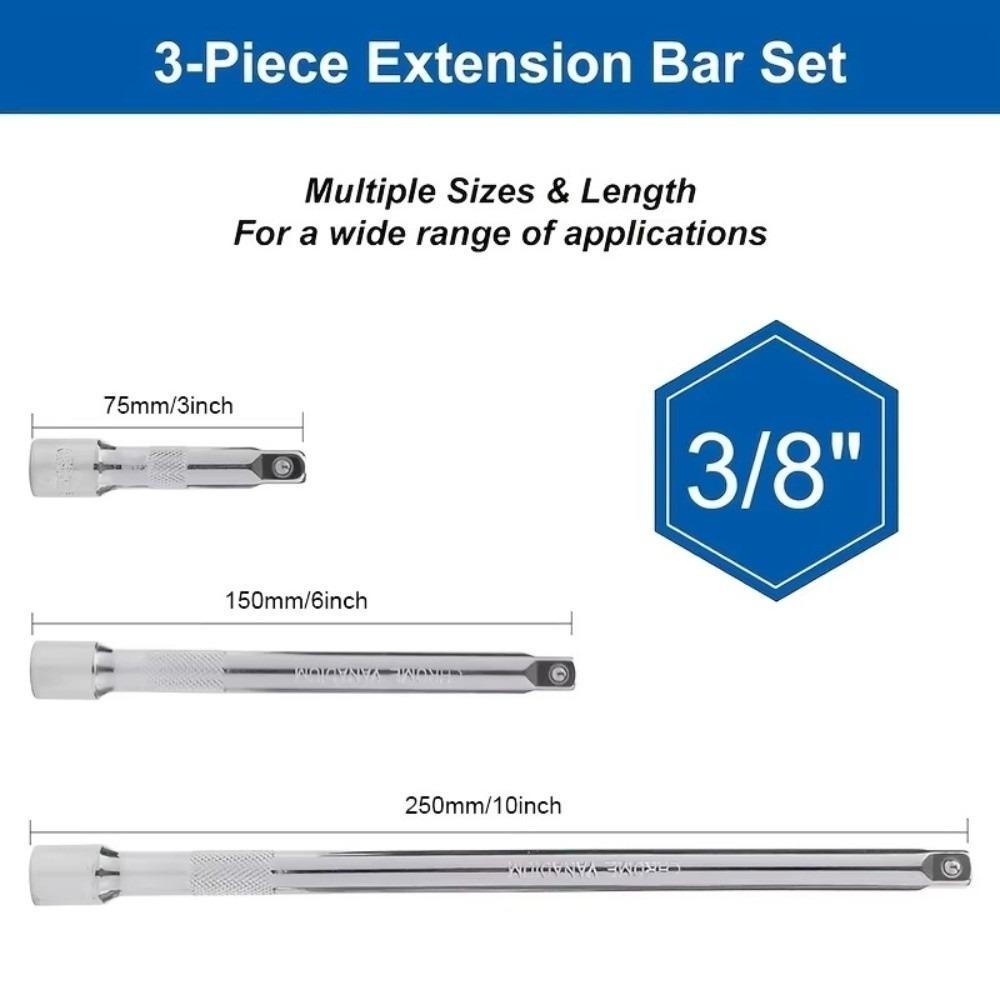 Professional Drive Extension Set 1/4" 3/8" 1/2" Ratchet Wrench Socket Extender  Hand Tool