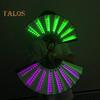 2 Pcs LED Lighted Dance Fans Foldable Handheld Rave Fans Light-up Folding Fans for Stage Performance Birthday Party Wedding