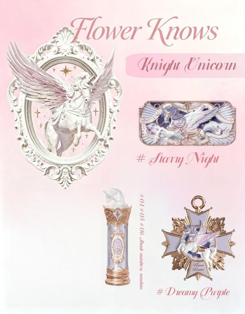 Vorverkauf des neuen Knight Unicorn Combo-Sets von FlowerKnows (enthält Lippenstift, Lidschatten und eine Schimmer-Palette für unter die Augen)