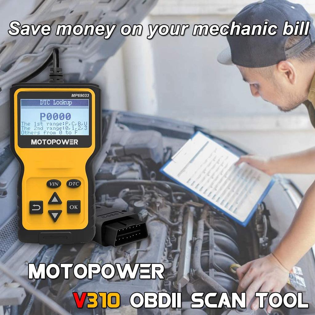 MOTOPOWER MP69033 OBD2-Scanner Universeller Motorfehlercode-Leser für Autos, CAN-Diagnose-Scan-Tool für alle Autos mit OBD II-Protokoll