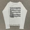 Abbigliamento Y2K Primavera e Autunno Personalizzato con Stampa di Note Musicali Grembiule Bordo Piccola Gonna Design Girocollo Top