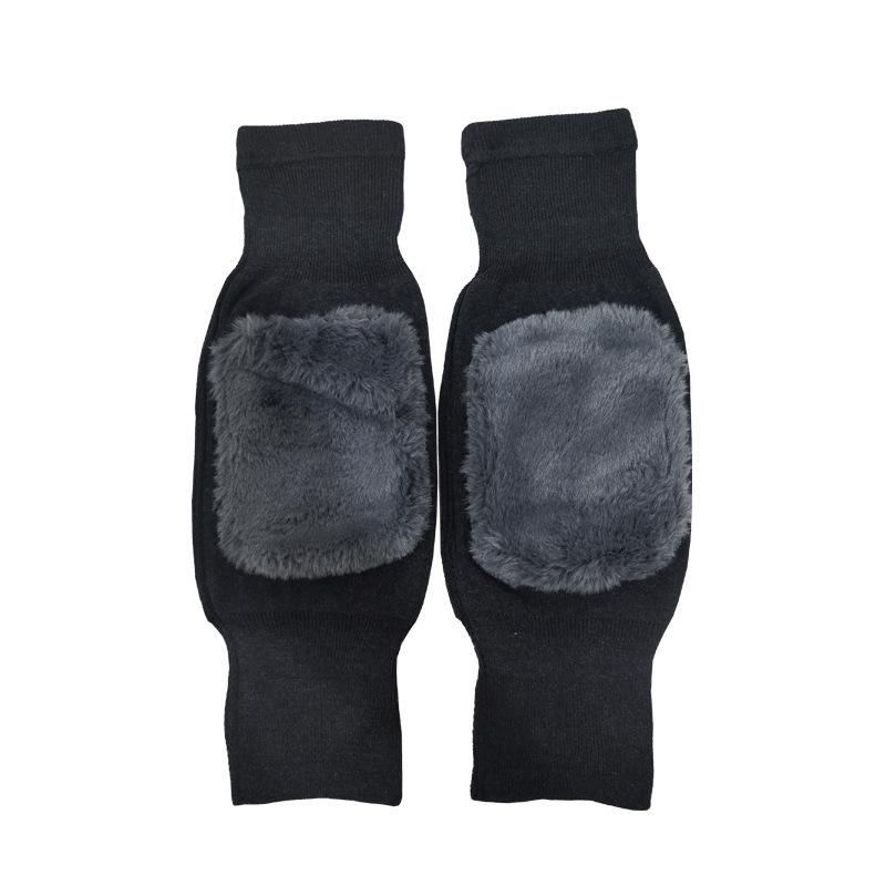 Winter Cashmere Fleece-Lined Knee Pads for Outdoor Cycling - Thick, Warm Protection for Men and Women