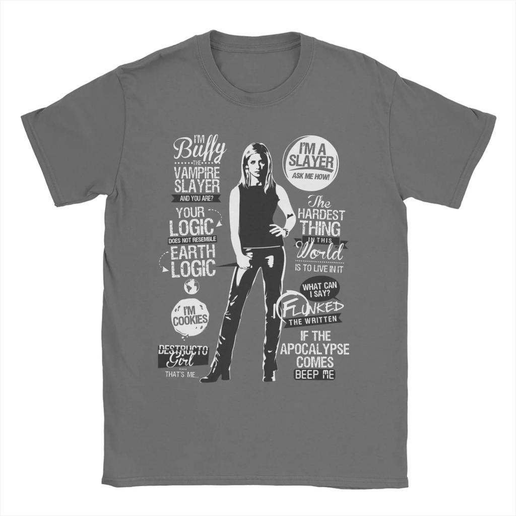 T-shirt Unisexe Femme Buffy Vampire Mashup Métal Slayer Groupe T-shirt Pur Coton Manches Courtes T-shirts Col Rond Vêtements Grande Taille