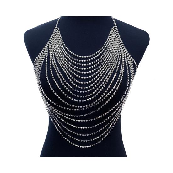 Versatile Rhinestone Chest Chain Multi Layer Design Lightweight Body Chain Women Sexy Statement Body Accessory