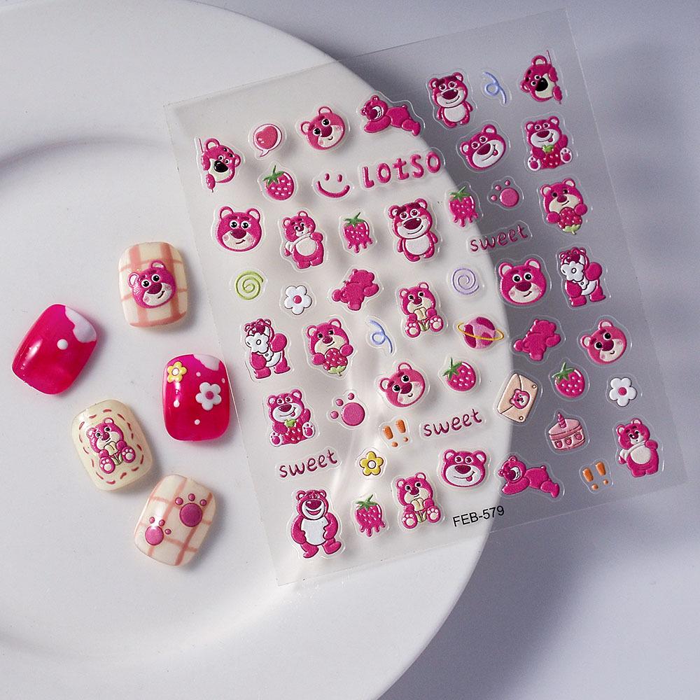 Big-Eyed Frog 5D Stereo Waterproof Nail Art Stickers - Cute, Thin, Tough, Rainbow Raindrop Design