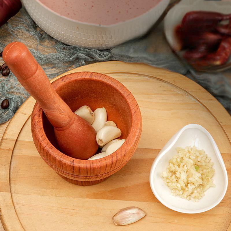 Manual Garlic Press Household Grinder Pressing Garlic Mashing Pot New Manual Medicine Jujube Wood Pounding Stone Mortar Grinder