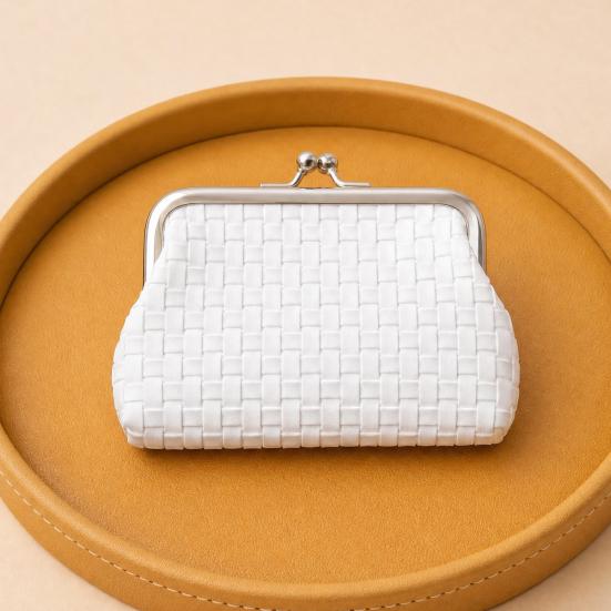 Chinese Stijl Portemonneetje, met Kussensluiting Ontwerp, PU Bubbel Weefpatroon Compact Portemonneetje voor Munten Kaarten Bankbiljetten