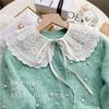 White Retro Hanfu Cloud Shoulder Shawl with Lace Trim & Embroidery for Women