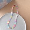 1Pcs Women'S Y2K Colorful Acrylic Heart Beaded Choker Necklace Sweet Aesthetic Goth Jewelry Trendy Vintage Accessory