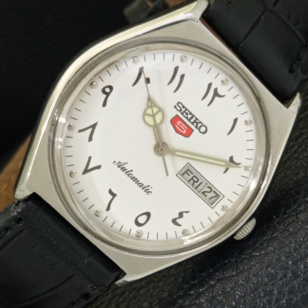 AUTOMATIC VINTAGE SEIKO 5 JAPAN 6309A MENS ARABIC WHITE DIAL WATCH a701221-5 R206a-a701221