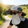 Solar Fan Hat with Face Guard Neck Flap UV Protection Hat with Solar Fan Rechargeable Breathable Men Summer Outdoor Fishing Wide Brim Bucket Cap