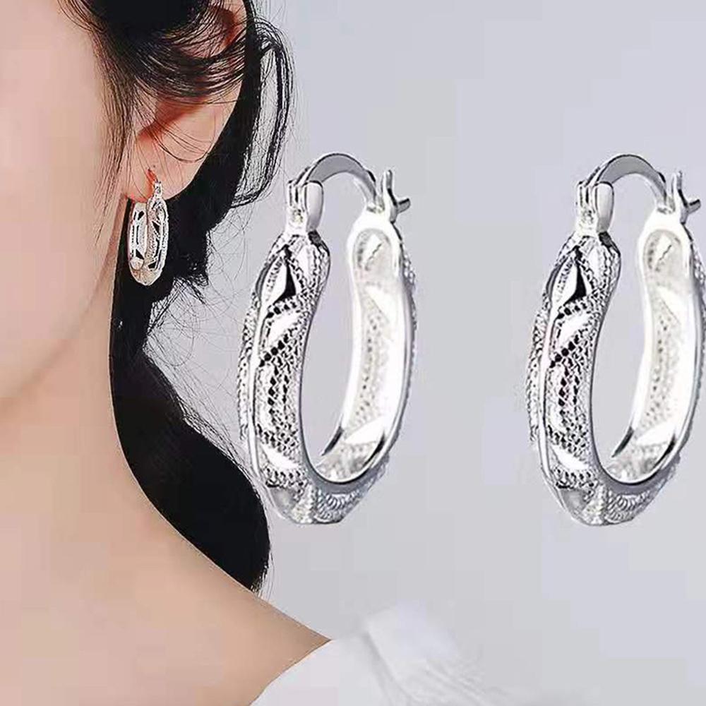 BELLA BOX Handmade Engrave Pattern Hoop Earrings Women Bohemia Style Beach Accessories Stylish Versatile Simple Female Boho Jewelry