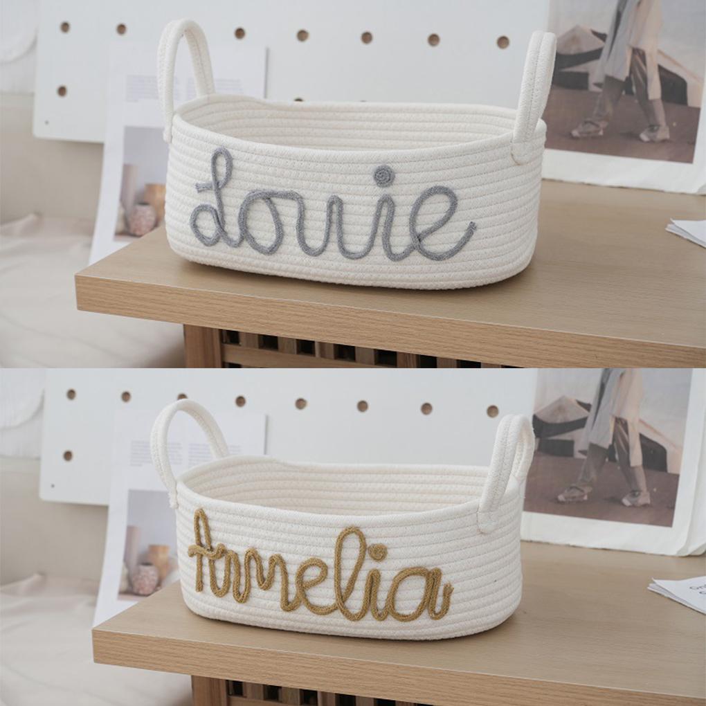Tabletop Nordic Style Cotton Storage Basket Foldable Storage Baskets With Handles Rope Wrapped Letter Storage Basket