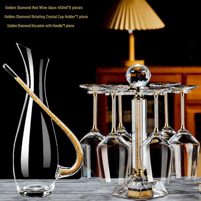 Qiu Qiao Crystal Gilded Burgundy Wine Glass