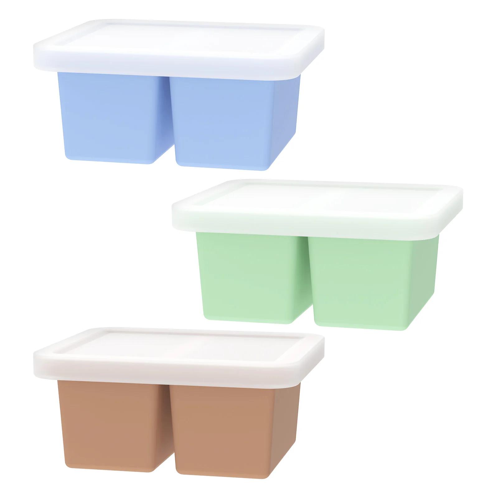 

3 шт. Силиконовый лоток для заморозки Кухонная прямоугольная форма для кубиков льда 2 чашки Форма для кубиков закусок и супа Контейнер для заморозки продуктов