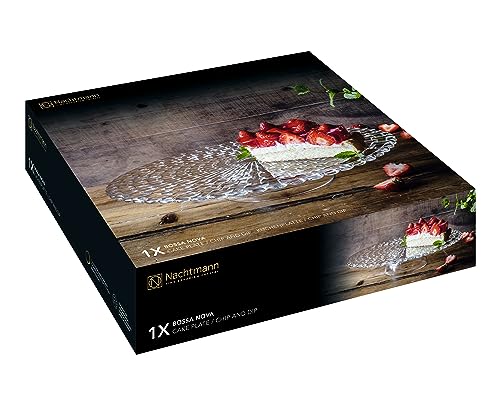 Nachtmann Clear 32cm Cake Stand with Bossa Nova Cake Plate/Chip and Dip 77809