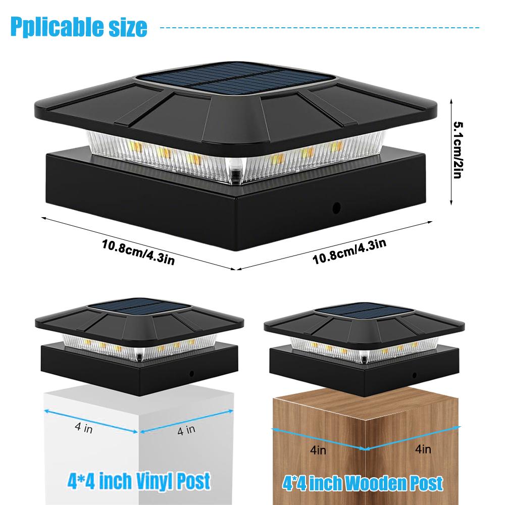 Solar Post Cap Lights Outdoor 3 Lighting Modes For Fence Deck Patio Garden Decor Solar Powered Post Lights Fit 4x4 Wood Vinyl