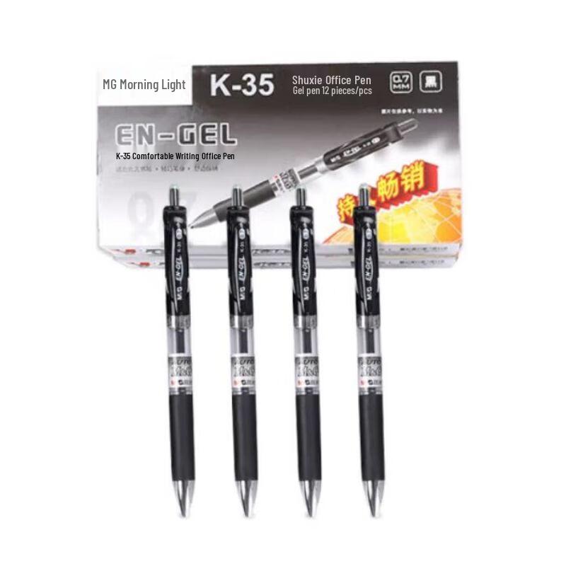 M&G K35 Retractable 0.7mm Black Gel Pens (12-Count)