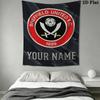 Custom Name Sheffield United FC Wall Tapestry Aesthetic Wall Hanging Printed Fabric Blanket Decorative Tapestries for Bedroom Living Room Home Decor