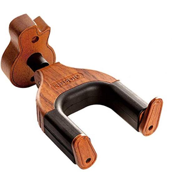 Neboic Wall-Mounted Guitar Hanger with Auto-Locking Guitar-Shaped Hardwood Base, 15kg Weight Capacity, Guitar Hook, for Acoustic, Electric, and Bass