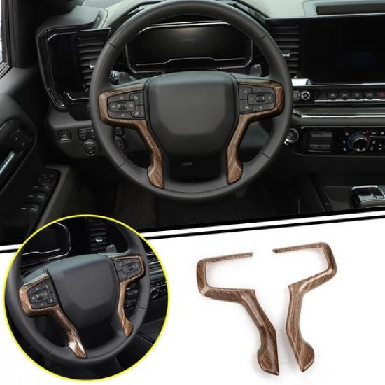 Wood Grain  Steering Wheel Cover Bezel Trim For Chevrolet Silverado 1500 +