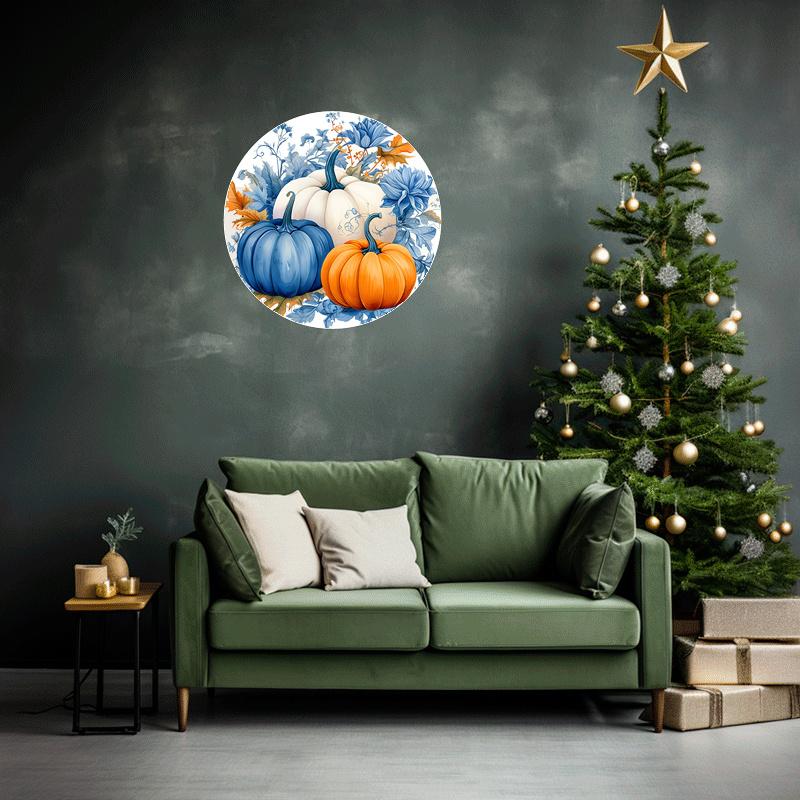 Один алюминиевый знак в виде осеннего тыквенного венка размером 8x8 дюймов — фото 4