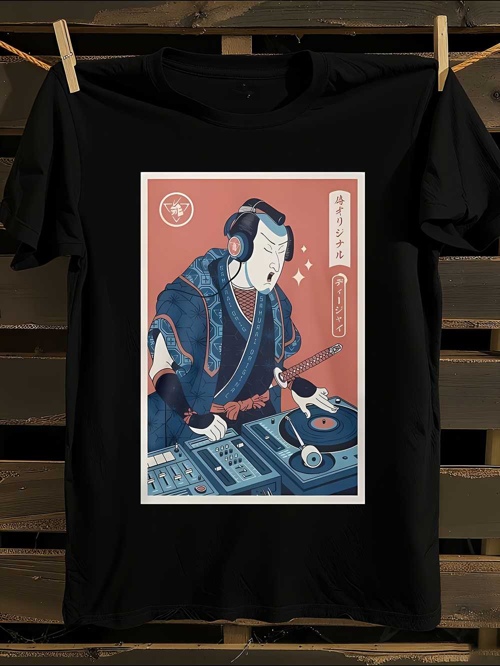 

& WoSamurai DJ Anime Graphic T-Shirt Mens Tshirt Womens Tshirts with Letters Print Short Sleeves T-Shirt Casual Street Tee Shirt Top L