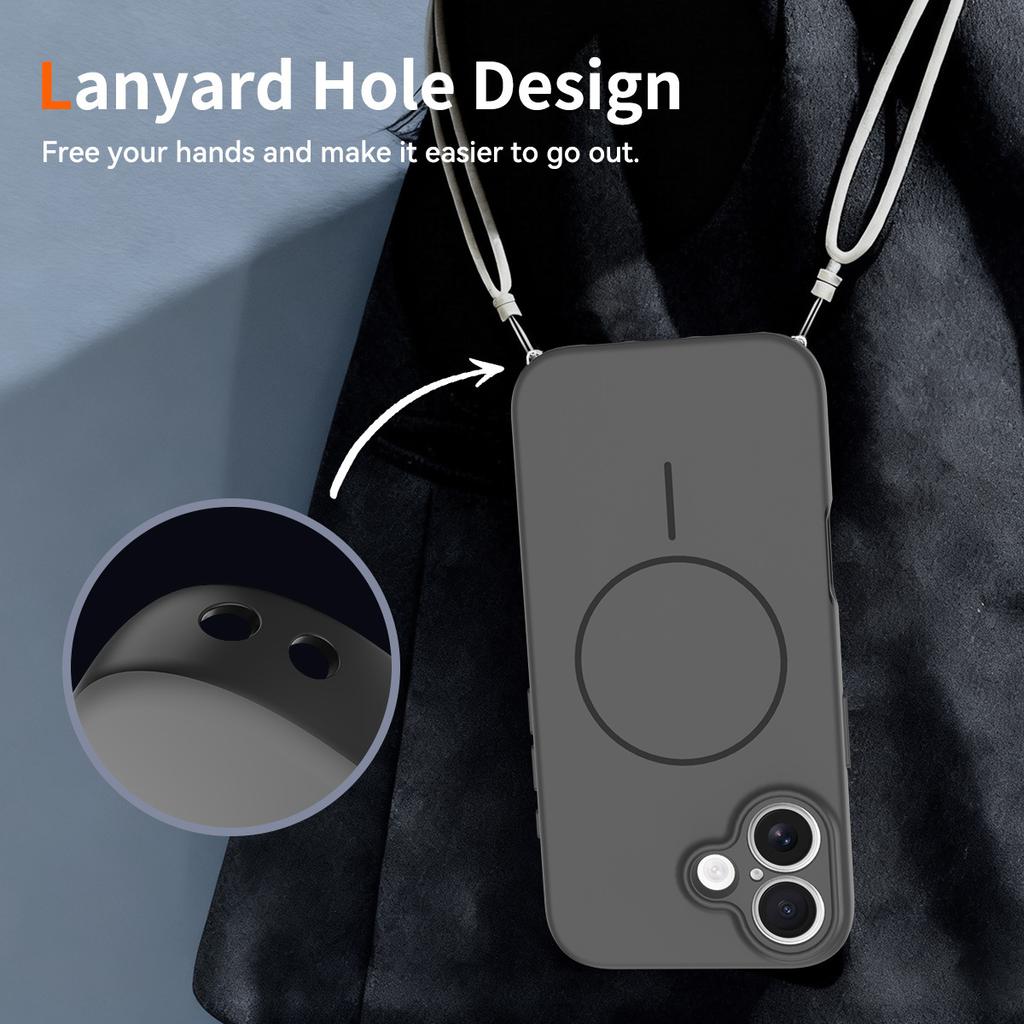 The new product is suitable for Apple 17 magnetic mobile phone case, fine hole two-in-one matte with lanyard 16promax anti-drop case.