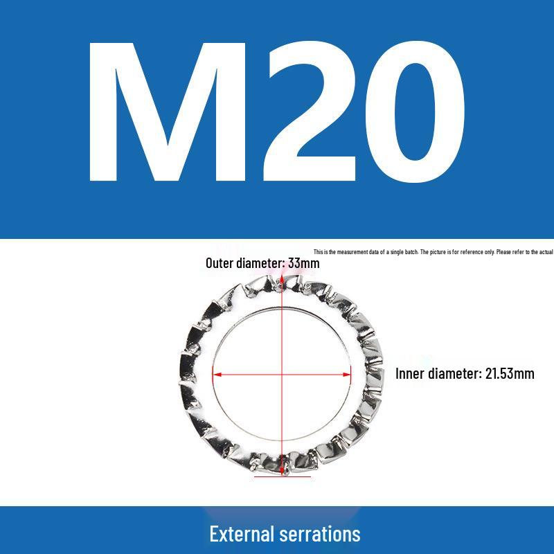 304 Stainless Steel Serrated Lock Washer with Anti-slip Teeth.