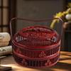 Bamboo Egg Basket Container Versatile Rustic Portable with Handle and Lid Organizer for Vegetables