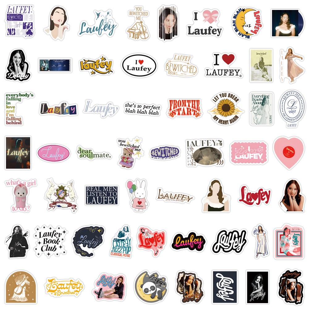 

55 Cross-Border Laufey Lin Bing Waterproof Stickers: Journal, Water Bottle, Computer Decoration, 55 Sheets