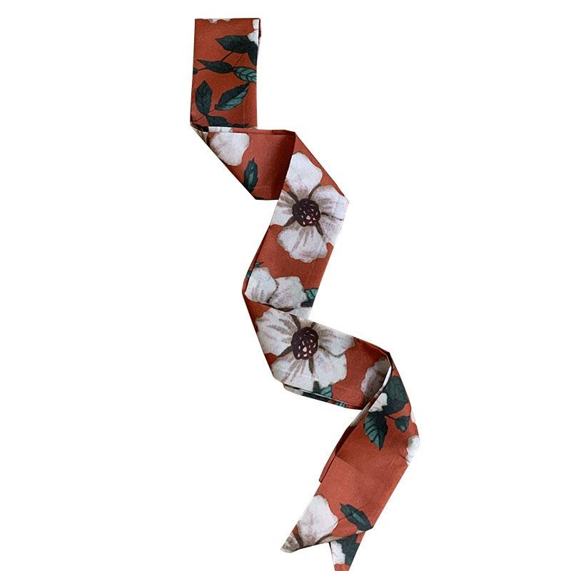 Silk scarf premium sense slender strip narrow silk scarf women's retro versatile streamer headscarf headband hair band hair tie bag decorative belt