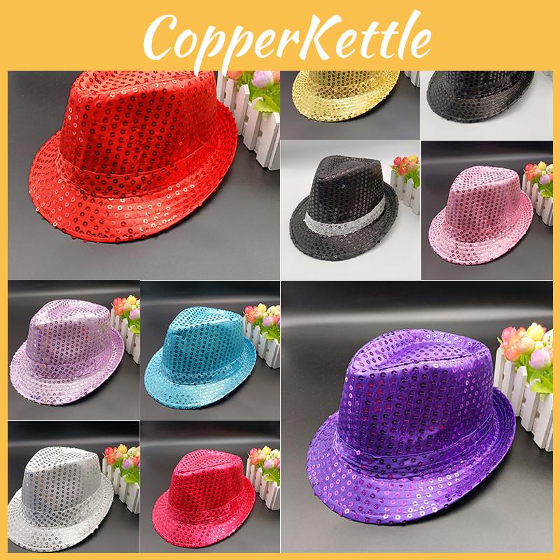 Trilby Sequin Hat Cap Sequinned Dance Party Costume Mj Jazz Fedora Performance
