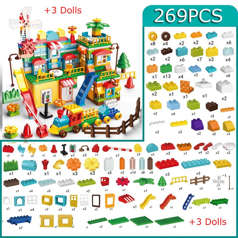 178PCS/269PCS Marble Race Run Big Size Block Building Blocks Funnel Slide Blocks DIY Educational Big Brick Toy For Children Gift