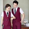 Women's Professional Autumn Three-Piece Suit: Vest, Jewelry, and Beautician/Hotel Reception Uniform