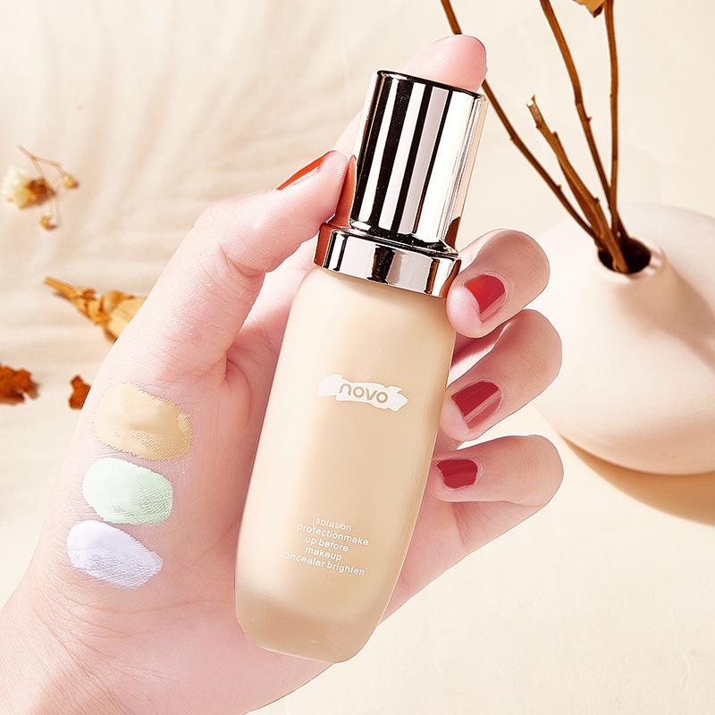 NOVO Silky Hydrating CC Primer for Dry Skin – Creamy Makeup Base for Oil Control & Brightening.